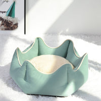 HKM-7917629 Warm Nest for Cats - Cozy Cloth Bed in Grey, Green, and Pink - Perfect for All Seasons