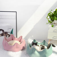 HKM-7917629 Warm Nest for Cats - Cozy Cloth Bed in Grey, Green, and Pink - Perfect for All Seasons