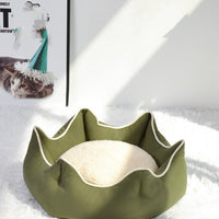HKM-7917629 Warm Nest for Cats - Cozy Cloth Bed in Grey, Green, and Pink - Perfect for All Seasons
