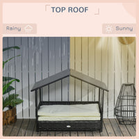 HKM-7918013 Extendable Wicker Dog Bed with Waterproof Canopy and Soft Cushion for Small to Medium Dogs