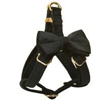 HKM-7918653 Black Flannel Dog Harness with Gold Buckle - Adjustable Chest Strap for Small to XL Pets