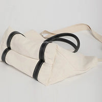 HKM-791891 Korean Style Large Capacity Canvas Tote Bag with Retro Colour Matching