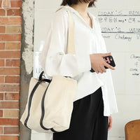 HKM-791891 Korean Style Large Capacity Canvas Tote Bag with Retro Colour Matching