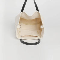 HKM-791891 Korean Style Large Capacity Canvas Tote Bag with Retro Colour Matching