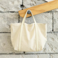 HKM-791891 Korean Style Large Capacity Canvas Tote Bag with Retro Colour Matching