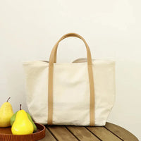 HKM-791891 Korean Style Large Capacity Canvas Tote Bag with Retro Colour Matching