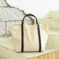 HKM-791891 Korean Style Large Capacity Canvas Tote Bag with Retro Colour Matching