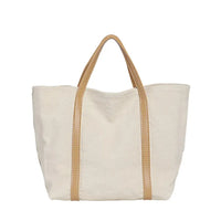HKM-791891 Korean Style Large Capacity Canvas Tote Bag with Retro Colour Matching