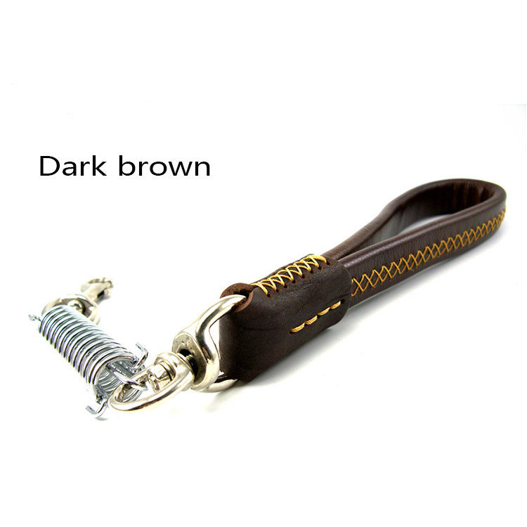 HKM-7919165 Durable Leather Traction Rope with Swivel Hook for Medium & Large Dogs