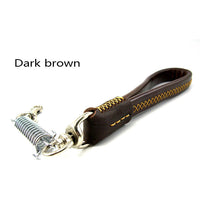HKM-7919165 Durable Leather Traction Rope with Swivel Hook for Medium & Large Dogs
