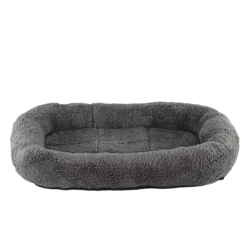 HKM-7919421 Cozy Small Medium Dog House Bed in Warm PP Cotton & Plush - Dark Gray, Red, Yellow Options