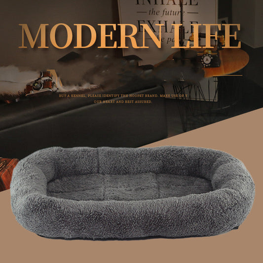 HKM-7919421 Cozy Small Medium Dog House Bed in Warm PP Cotton & Plush - Dark Gray, Red, Yellow Options