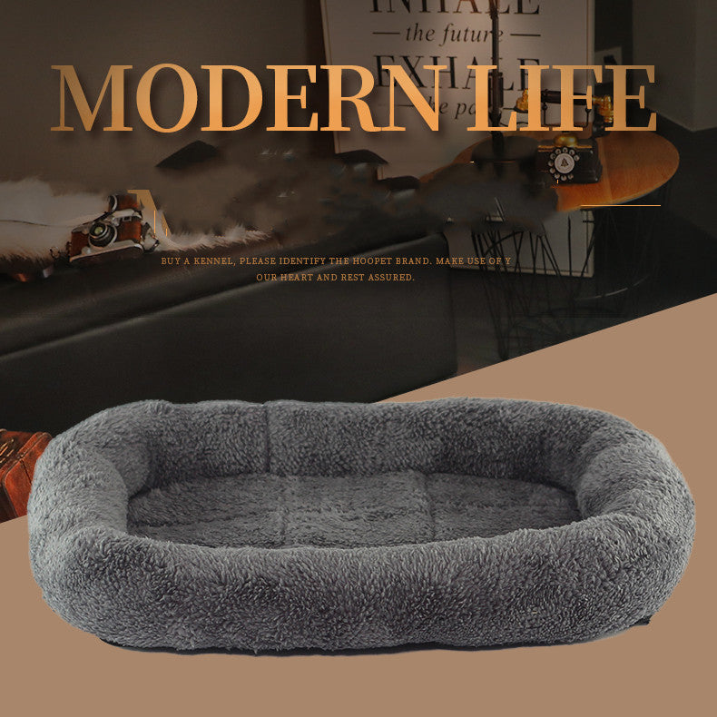 HKM-7919421 Cozy Small Medium Dog House Bed in Warm PP Cotton & Plush - Dark Gray, Red, Yellow Options