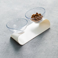 HKM-7919549 Double Pet Bowl with ABS Base and AS Bowls in White, 290 x 138 x 120mm