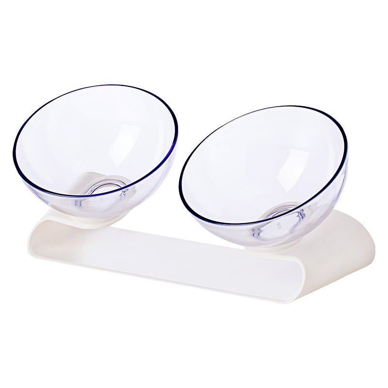HKM-7919549 Double Pet Bowl with ABS Base and AS Bowls in White, 290 x 138 x 120mm