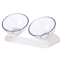 HKM-7919549 Double Pet Bowl with ABS Base and AS Bowls in White, 290 x 138 x 120mm