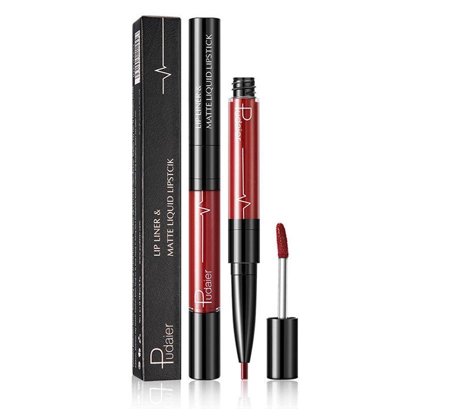HKM-792211 2 in 1 Matte Lip Gloss and Lip Liner – Highly Pigmented Velvet Finish, Long Lasting Color, Easy Application