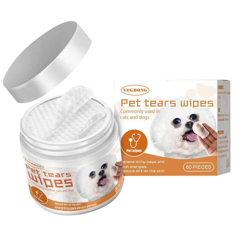 HKM-7922621 Pet Eye Cleaning Wipes for Tear Stain Removal - Aloe Vera & Chamomile Extract, Hypoallergenic, Non-Irritating