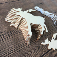 HKM-792275 Hand-Carved Wooden Christmas Ornaments - Landscape Flowers, Trees, and Stars - Set of 10
