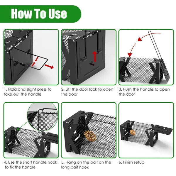HKM-7923005 Humane Mouse Trap Cage - Non-Lethal Metal Rodent Catcher for Indoor and Outdoor Use
