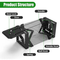 HKM-7923005 Humane Mouse Trap Cage - Non-Lethal Metal Rodent Catcher for Indoor and Outdoor Use