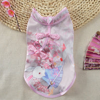 HKM-7923773 Chinese Style Summer Pet Cheongsam Skirt in Various Floral Patterns, Cotton Fabric