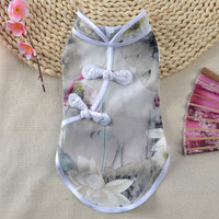 HKM-7923773 Chinese Style Summer Pet Cheongsam Skirt in Various Floral Patterns, Cotton Fabric