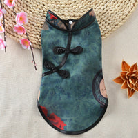 HKM-7923773 Chinese Style Summer Pet Cheongsam Skirt in Various Floral Patterns, Cotton Fabric