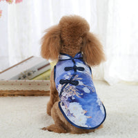 HKM-7923773 Chinese Style Summer Pet Cheongsam Skirt in Various Floral Patterns, Cotton Fabric