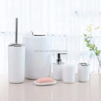 HKM-792403 6-Piece Black and White Plastic Bathroom Accessory Set for Modern Home Décor