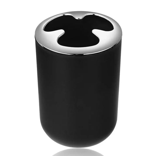 HKM-792403 6-Piece Black and White Plastic Bathroom Accessory Set for Modern Home Décor