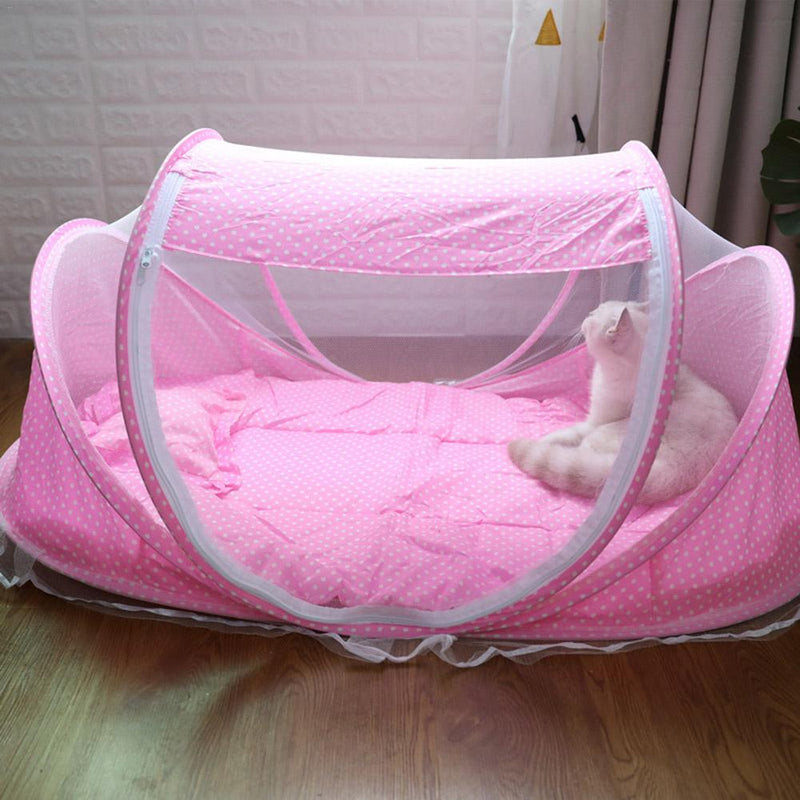 HKM-7924157 Teddy Small Tent Net Mosquito Cover with Cotton Pillow and Music Bag