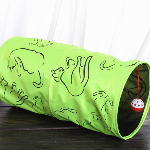 HKM-7924413 Foldable Cat Toy Tunnel with Printed Design for Fun and Easy Cleanup