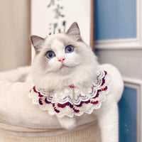 HKM-792659 Cotton Lace Adjustable Pet Bib Scarf with Bow, Multiple Colors Available