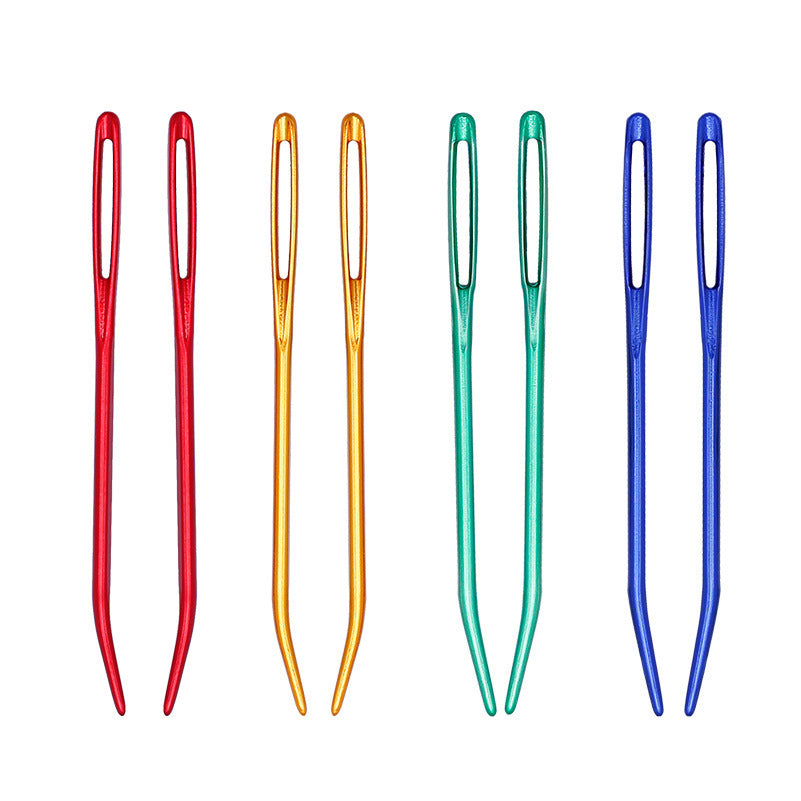HKM-792659 Knitting Needles Set - Multi-Color 70mm Big Eye Elbow Metal Yarn Needles for Hand Knitting