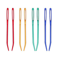 HKM-792659 Knitting Needles Set - Multi-Color 70mm Big Eye Elbow Metal Yarn Needles for Hand Knitting