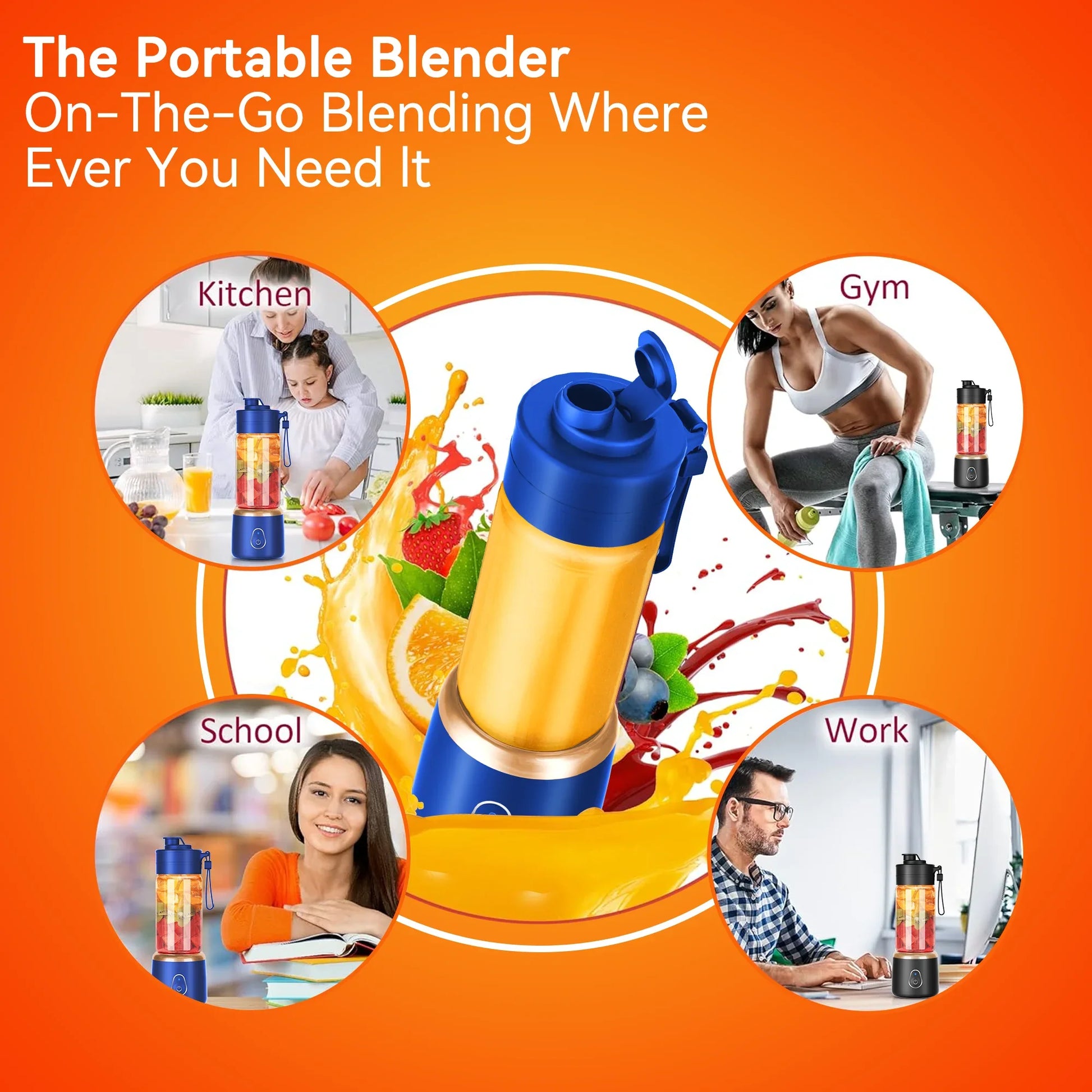 HKM-792723 Portable Wireless USB Rechargeable Mini Handheld Orange Juice Extractor and Blender