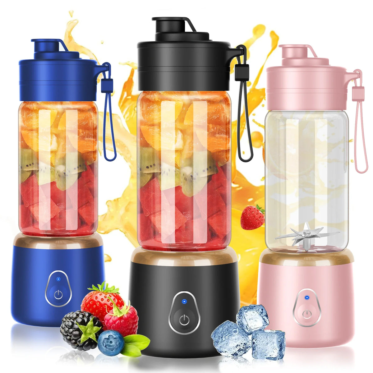 HKM-792723 Portable Wireless USB Rechargeable Mini Handheld Orange Juice Extractor and Blender