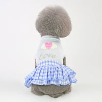 HKM-7927485 Small Dog Love Skirt in Blue and Pink - Cotton Princess Style for Pet Mothers