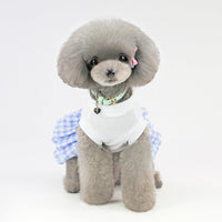 HKM-7927485 Small Dog Love Skirt in Blue and Pink - Cotton Princess Style for Pet Mothers