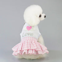 HKM-7927485 Small Dog Love Skirt in Blue and Pink - Cotton Princess Style for Pet Mothers