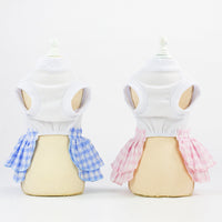 HKM-7927485 Small Dog Love Skirt in Blue and Pink - Cotton Princess Style for Pet Mothers