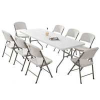HKM-792851 6ft Rectangular Plastic Foldable Outdoor Table for Camping, BBQ, and Picnics