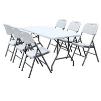 HKM-792851 6ft Rectangular Plastic Foldable Outdoor Table for Camping, BBQ, and Picnics