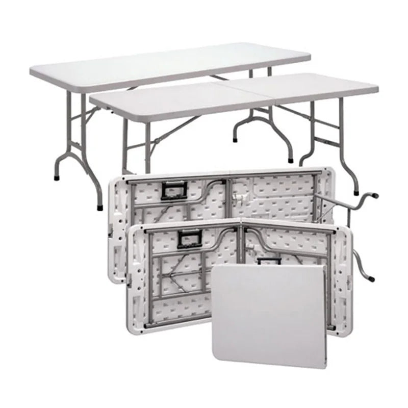 HKM-792851 6ft Rectangular Plastic Foldable Outdoor Table for Camping, BBQ, and Picnics
