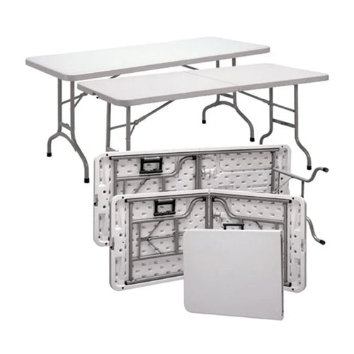 HKM-792851 6ft Rectangular Plastic Foldable Outdoor Table for Camping, BBQ, and Picnics