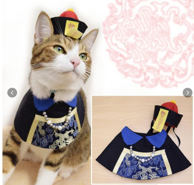 HKM-7929277 Handsome and Funny Cat Bib in Zombie and Duke Suit Designs - Polyester Material, Sizes S and L