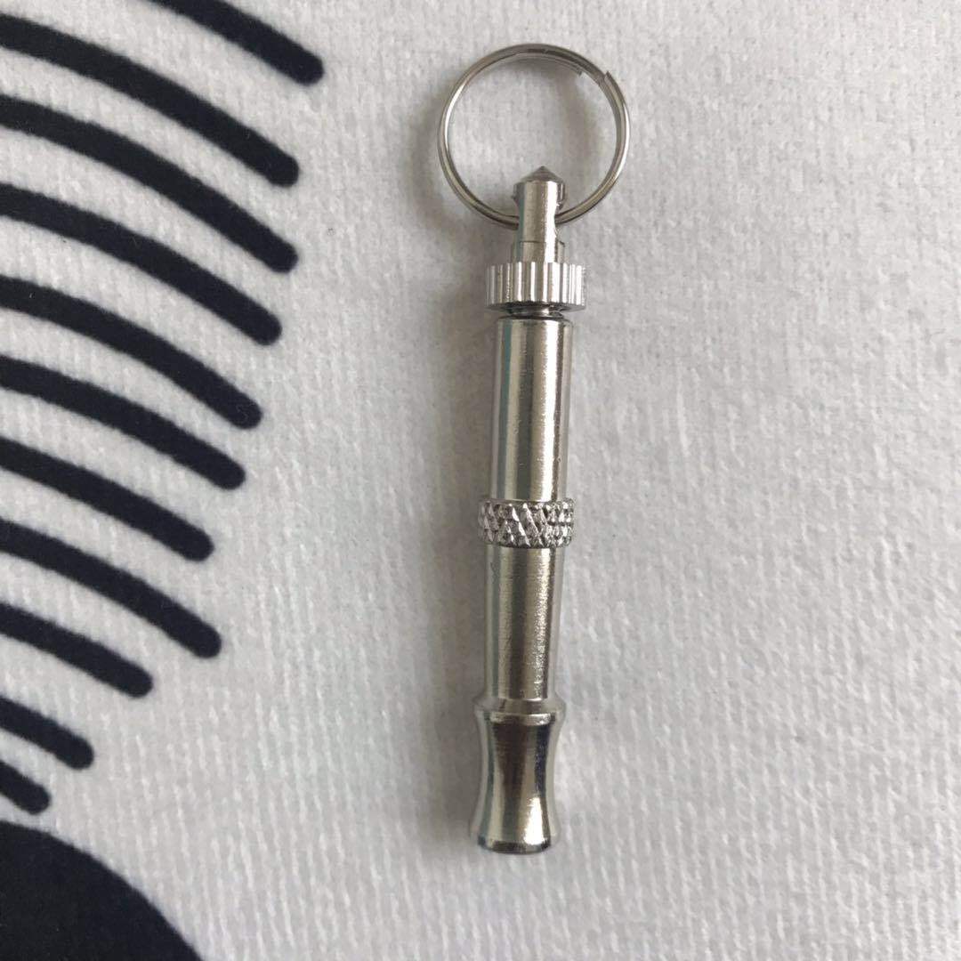 HKM-7929917 Silver Brass Dog Training Whistle with Durable Nickel Plating - 6.5CM Total Length
