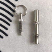 HKM-7929917 Silver Brass Dog Training Whistle with Durable Nickel Plating - 6.5CM Total Length