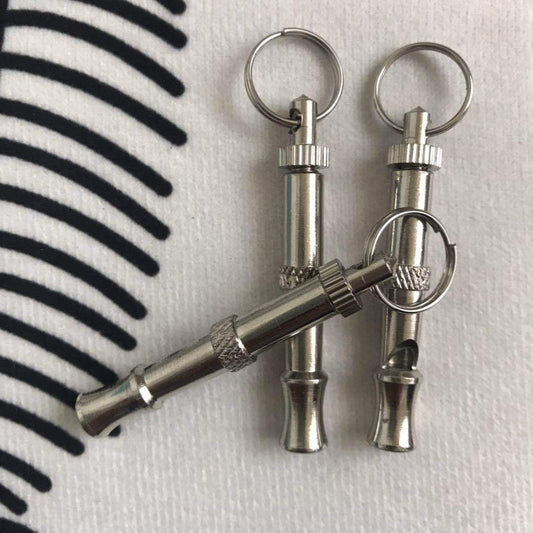 HKM-7929917 Silver Brass Dog Training Whistle with Durable Nickel Plating - 6.5CM Total Length
